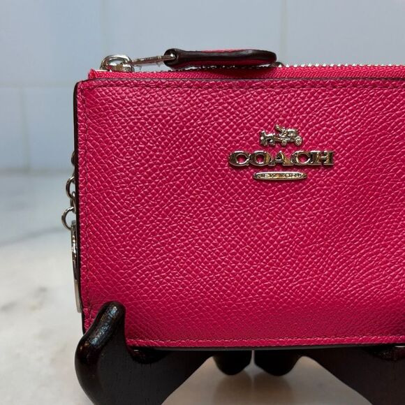 Coach Saffiano Leather Keychain Cardholder Wallet - Picture 2 of 14